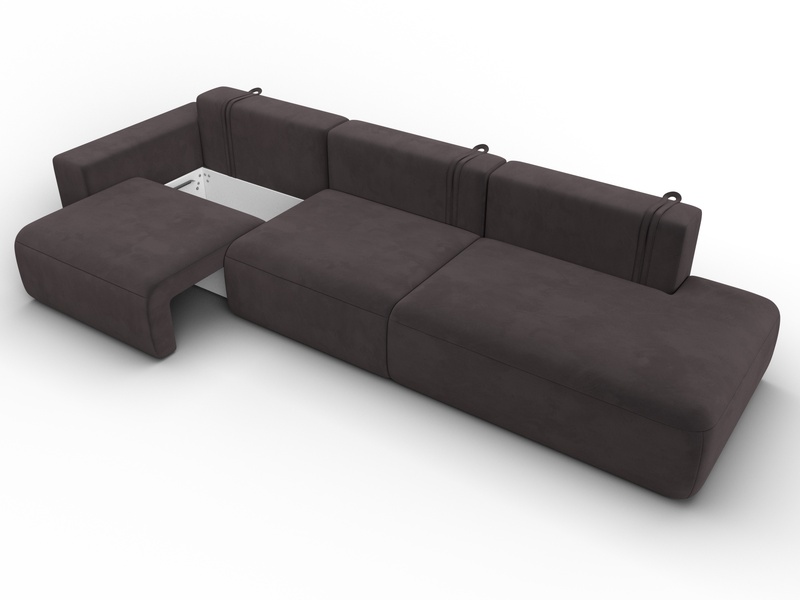 Диван прямой Лига-036 НПБ Модерн Лонг подлокотник слева, Велюр, SEVEN 727 коричневый