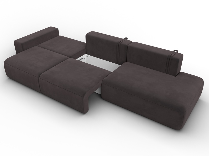 Диван прямой Лига-036 НПБ Модерн Лонг подлокотник слева, Велюр, SEVEN 727 коричневый