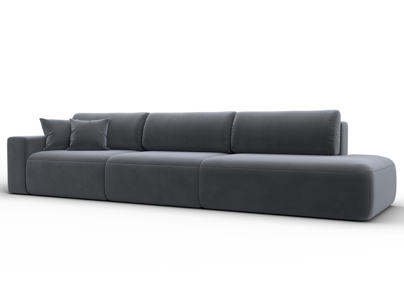 Диван прямой Лига-036 НПБ Модерн Лонг подлокотник слева, Велюр, SEVEN 17 серый