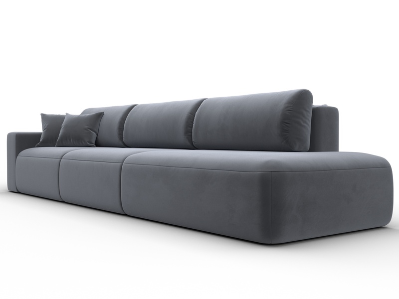 Диван прямой Лига-036 НПБ Модерн Лонг подлокотник слева, Велюр, SEVEN 17 серый