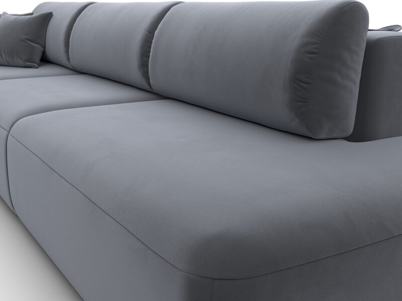 Диван прямой Лига-036 НПБ Модерн Лонг подлокотник слева, Велюр, SEVEN 17 серый