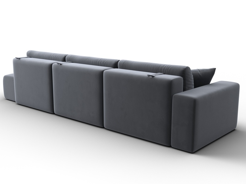 Диван прямой Лига-036 НПБ Модерн Лонг подлокотник слева, Велюр, SEVEN 17 серый