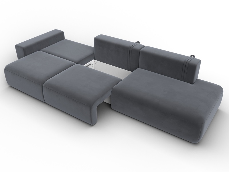 Диван прямой Лига-036 НПБ Модерн Лонг подлокотник слева, Велюр, SEVEN 17 серый