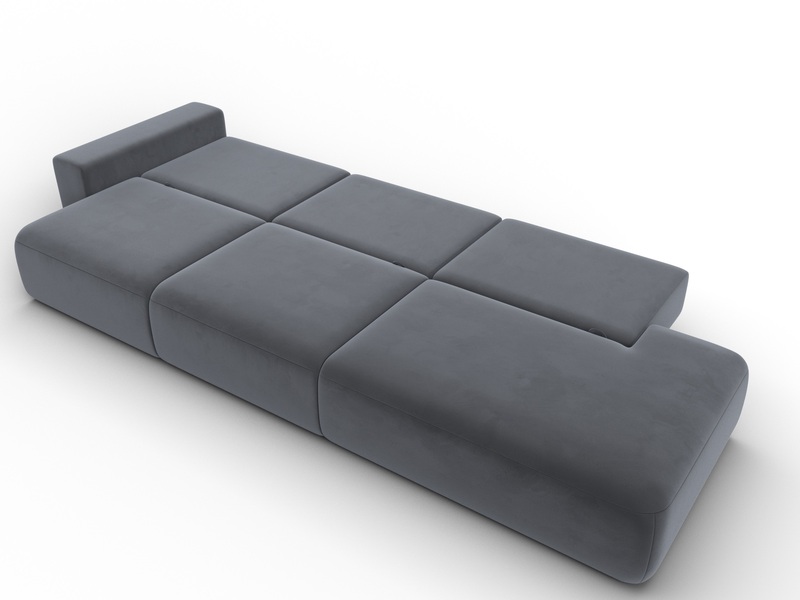 Диван прямой Лига-036 НПБ Модерн Лонг подлокотник слева, Велюр, SEVEN 17 серый