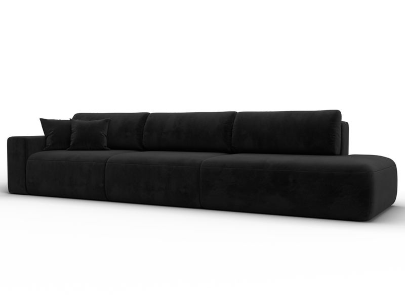 Диван прямой Лига-036 НПБ Модерн Лонг подлокотник слева, Велюр, SEVEN 35 черный