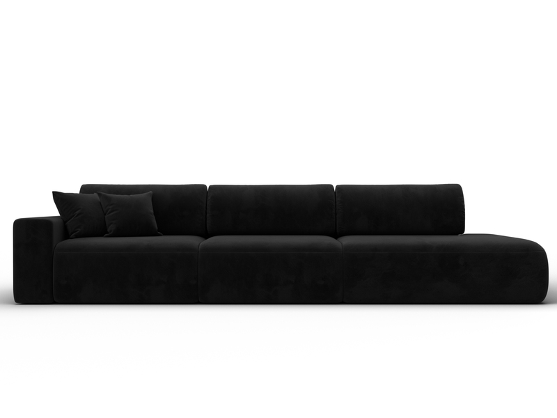 Диван прямой Лига-036 НПБ Модерн Лонг подлокотник слева, Велюр, SEVEN 35 черный