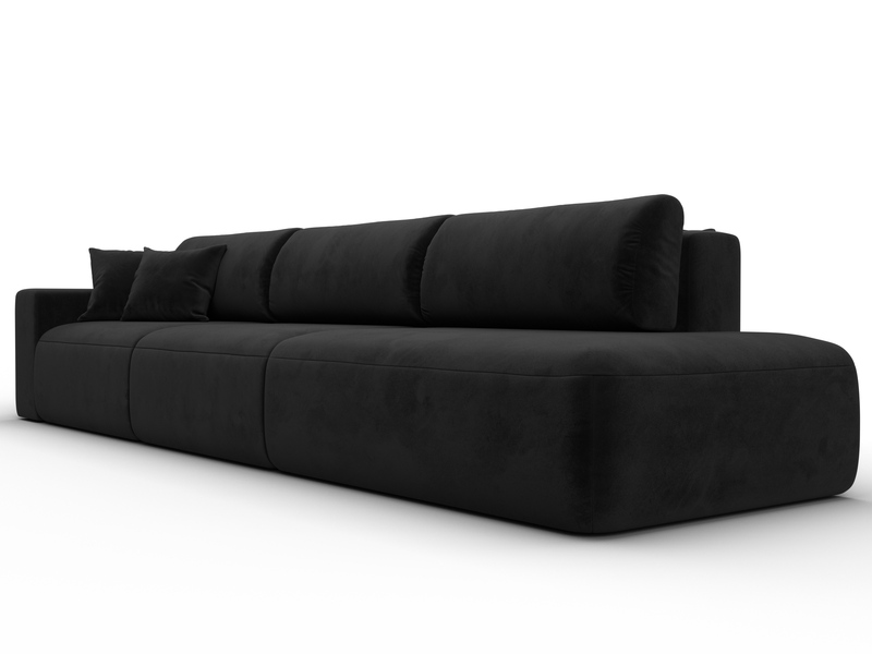 Диван прямой Лига-036 НПБ Модерн Лонг подлокотник слева, Велюр, SEVEN 35 черный