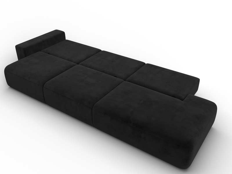 Диван прямой Лига-036 НПБ Модерн Лонг подлокотник слева, Велюр, SEVEN 35 черный