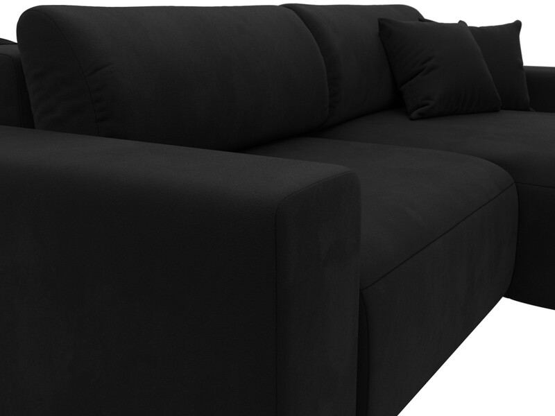 Диван угловой Лига-036 НПБ Классик правый угол, Микровельвет, Черный