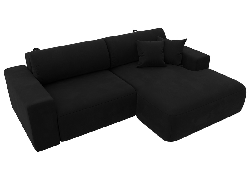 Диван угловой Лига-036 НПБ Классик правый угол, Микровельвет, Черный