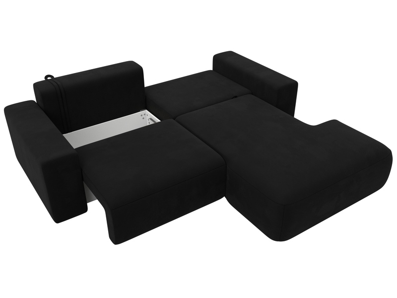 Диван угловой Лига-036 НПБ Классик правый угол, Микровельвет, Черный