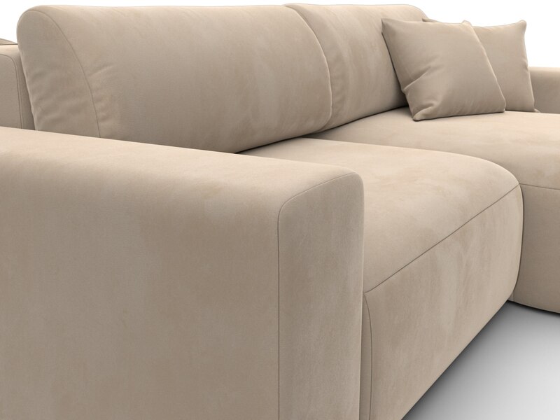 Диван угловой Лига-036 НПБ Классик правый угол, Велюр, SEVEN 729 бежевый