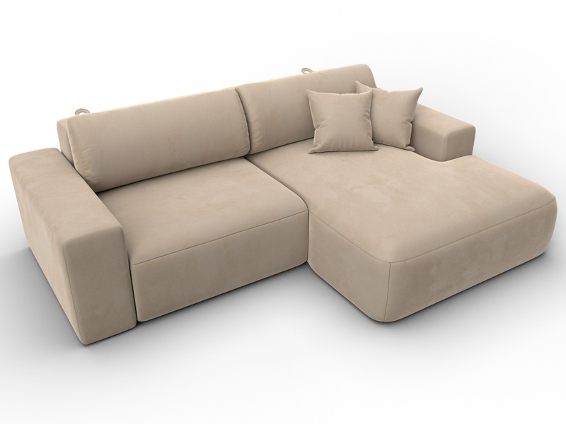 Диван угловой Лига-036 НПБ Классик правый угол, Велюр, SEVEN 729 бежевый