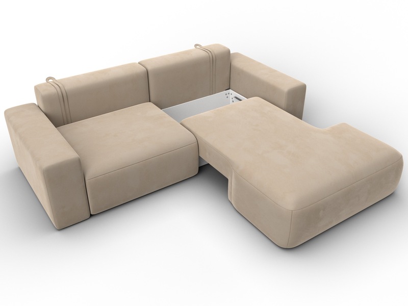 Диван угловой Лига-036 НПБ Классик правый угол, Велюр, SEVEN 729 бежевый