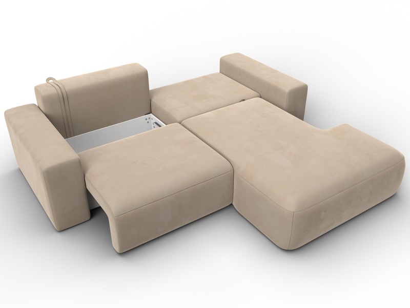 Диван угловой Лига-036 НПБ Классик правый угол, Велюр, SEVEN 729 бежевый