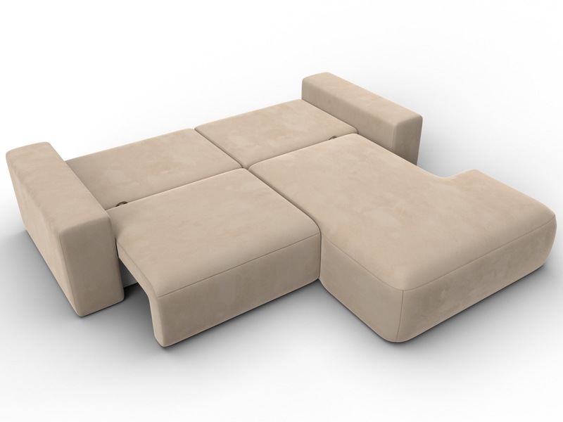 Диван угловой Лига-036 НПБ Классик правый угол, Велюр, SEVEN 729 бежевый