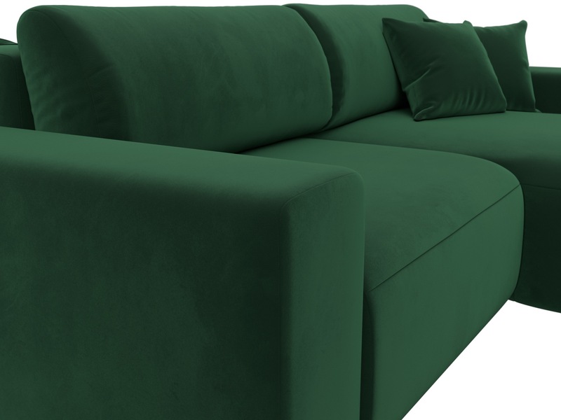 Диван угловой Лига-036 НПБ Классик правый угол, Велюр, SEVEN 626 зеленый