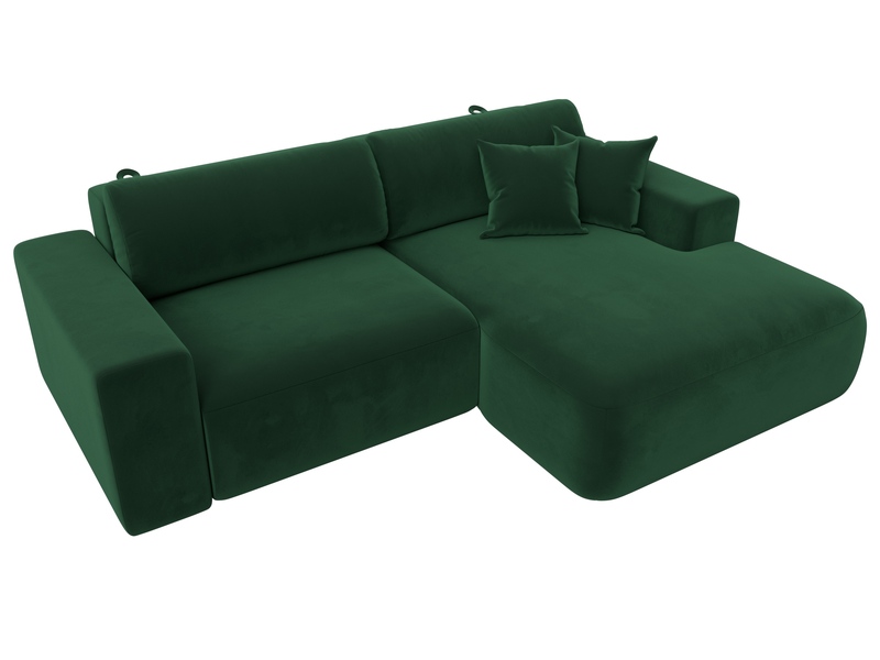 Диван угловой Лига-036 НПБ Классик правый угол, Велюр, SEVEN 626 зеленый