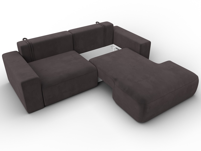 Диван угловой Лига-036 НПБ Классик правый угол, Велюр, SEVEN 727 коричневый