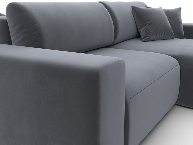 Диван угловой Лига-036 НПБ Классик правый угол, Велюр, SEVEN 17 серый