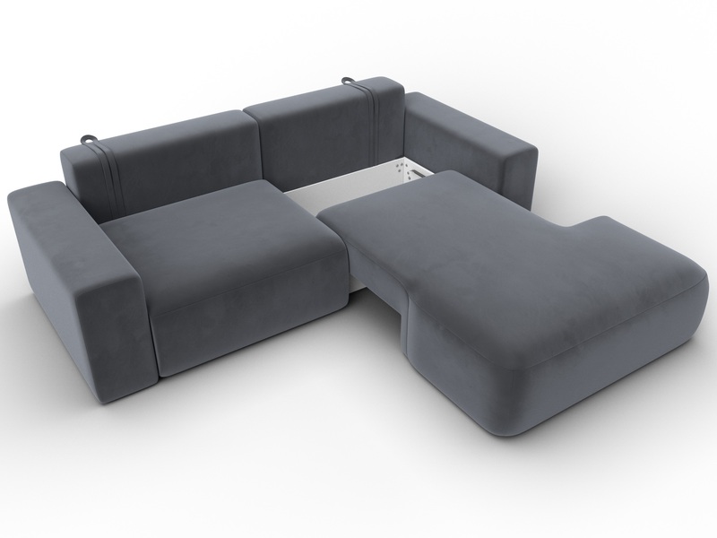 Диван угловой Лига-036 НПБ Классик правый угол, Велюр, SEVEN 17 серый