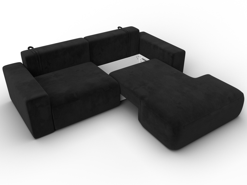 Диван угловой Лига-036 НПБ Классик правый угол, Велюр, SEVEN 35 черный