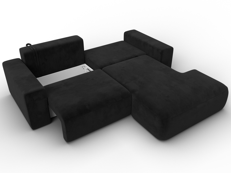 Диван угловой Лига-036 НПБ Классик правый угол, Велюр, SEVEN 35 черный