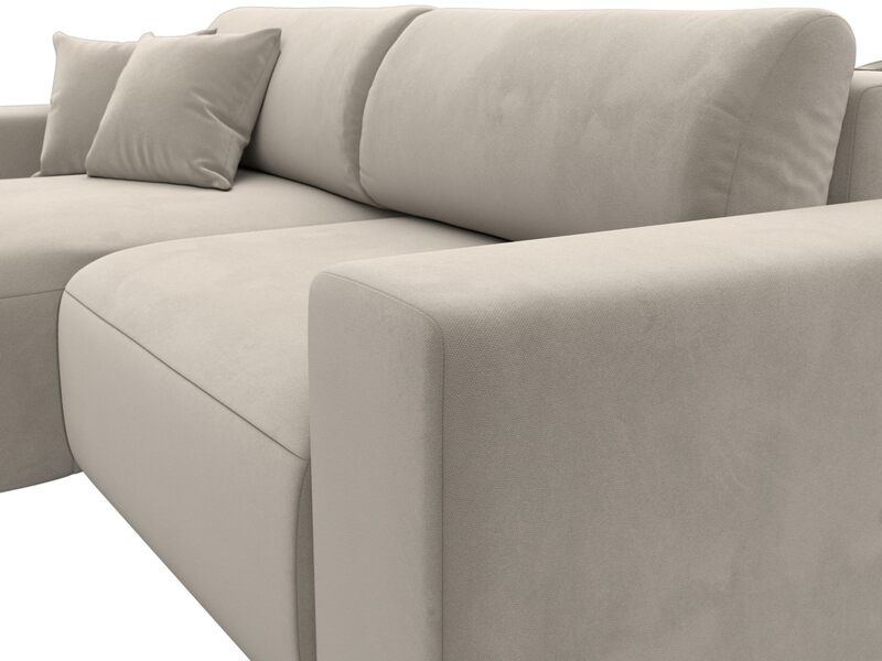 Диван угловой Лига-036 НПБ Классик левый угол, Микровельвет, Бежевый