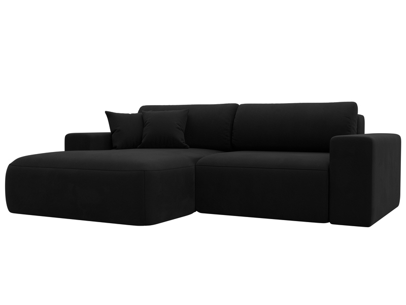 Диван угловой Лига-036 НПБ Классик левый угол, Микровельвет, Черный