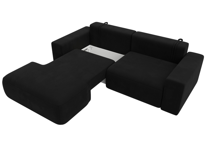 Диван угловой Лига-036 НПБ Классик левый угол, Микровельвет, Черный