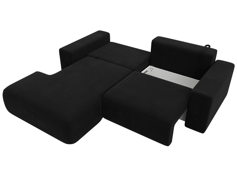 Диван угловой Лига-036 НПБ Классик левый угол, Микровельвет, Черный