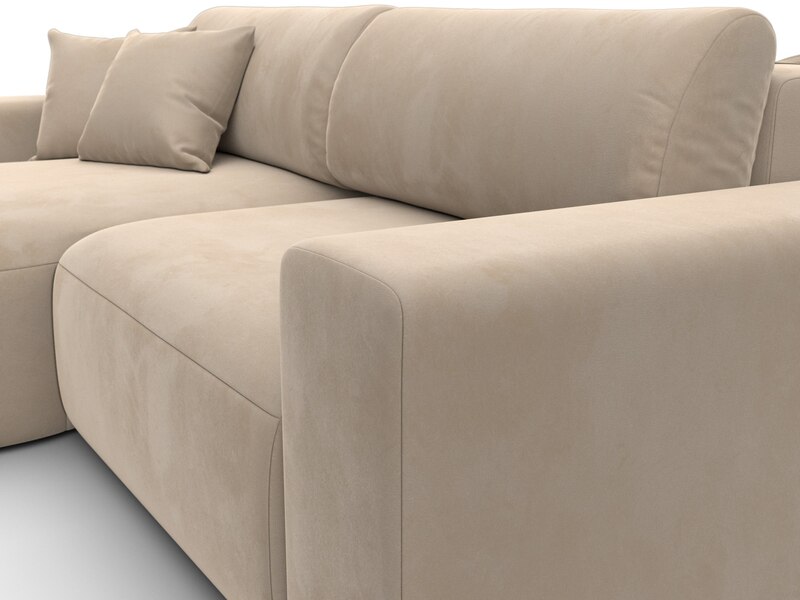 Диван угловой Лига-036 НПБ Классик левый угол, Велюр, SEVEN 729 бежевый