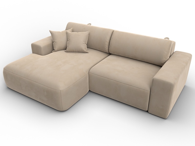 Диван угловой Лига-036 НПБ Классик левый угол, Велюр, SEVEN 729 бежевый