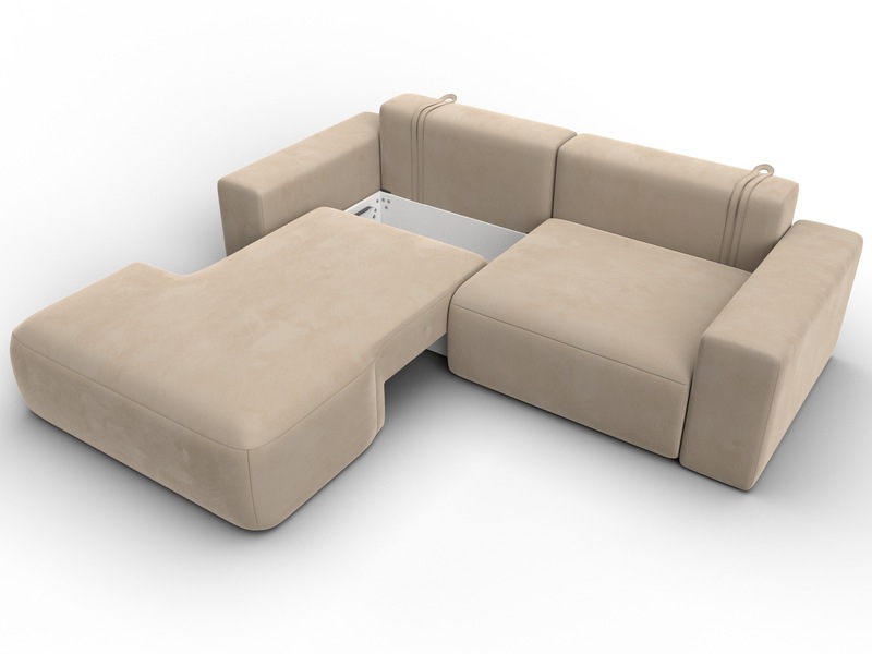 Диван угловой Лига-036 НПБ Классик левый угол, Велюр, SEVEN 729 бежевый