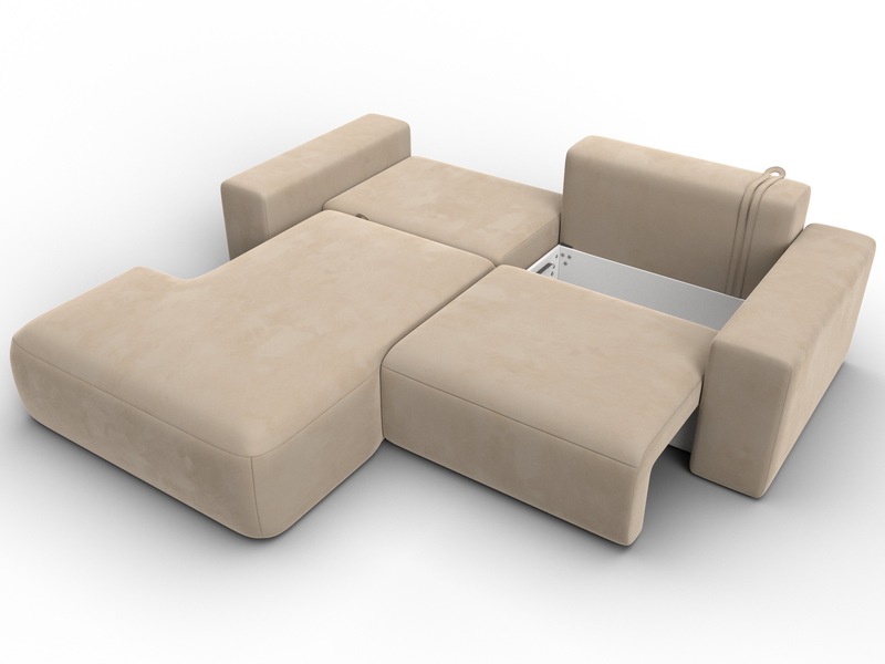 Диван угловой Лига-036 НПБ Классик левый угол, Велюр, SEVEN 729 бежевый