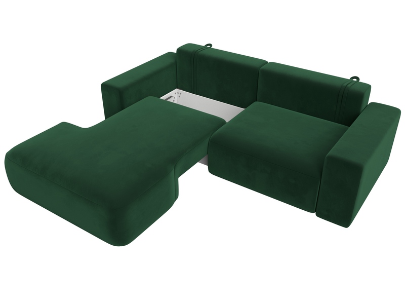 Диван угловой Лига-036 НПБ Классик левый угол, Велюр, SEVEN 626 зеленый