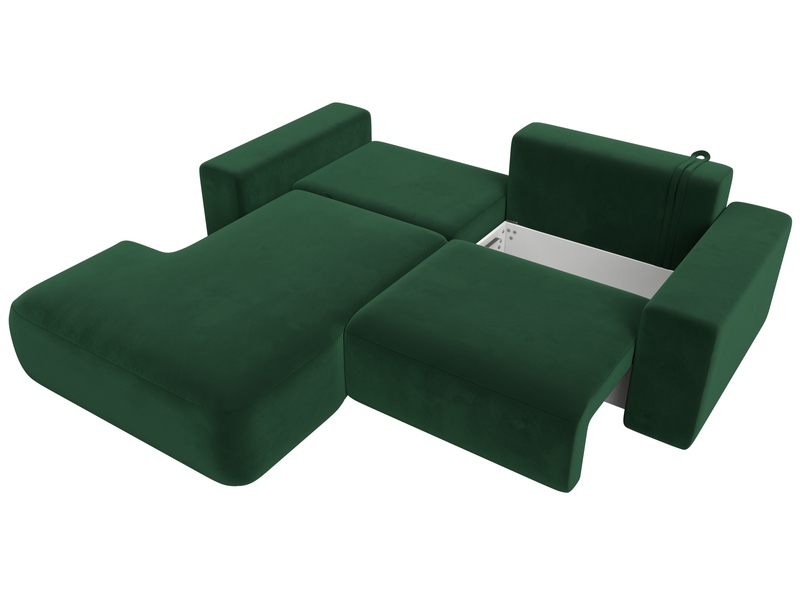 Диван угловой Лига-036 НПБ Классик левый угол, Велюр, SEVEN 626 зеленый