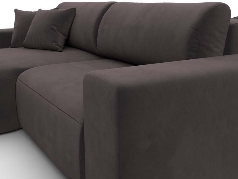 Диван угловой Лига-036 НПБ Классик левый угол, Велюр, SEVEN 727 коричневый