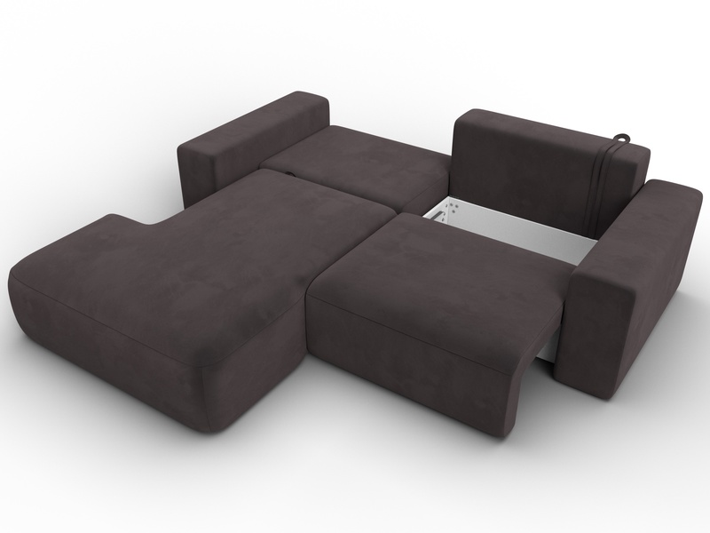 Диван угловой Лига-036 НПБ Классик левый угол, Велюр, SEVEN 727 коричневый