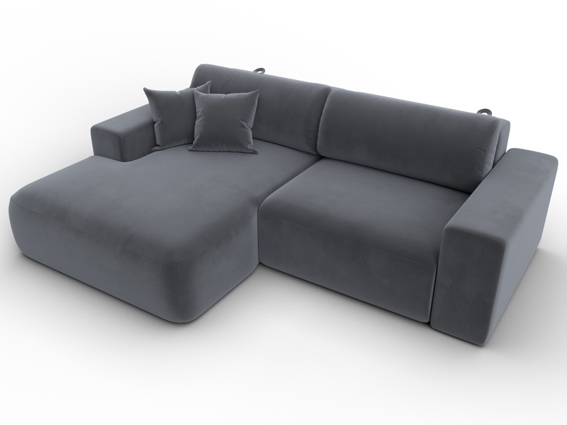 Диван угловой Лига-036 НПБ Классик левый угол, Велюр, SEVEN 17 серый