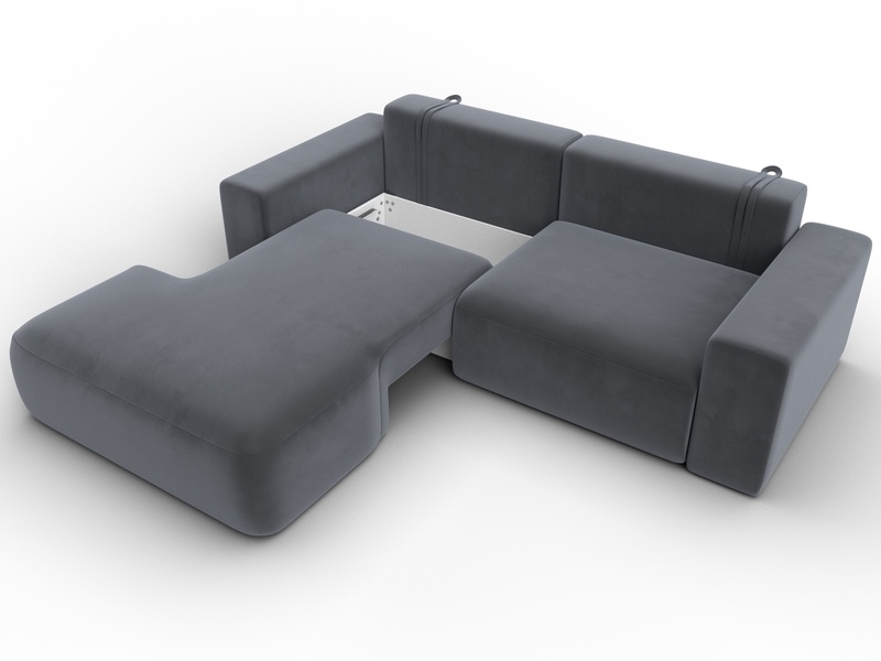 Диван угловой Лига-036 НПБ Классик левый угол, Велюр, SEVEN 17 серый