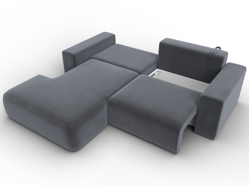 Диван угловой Лига-036 НПБ Классик левый угол, Велюр, SEVEN 17 серый