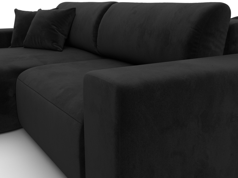 Диван угловой Лига-036 НПБ Классик левый угол, Велюр, SEVEN 35 черный