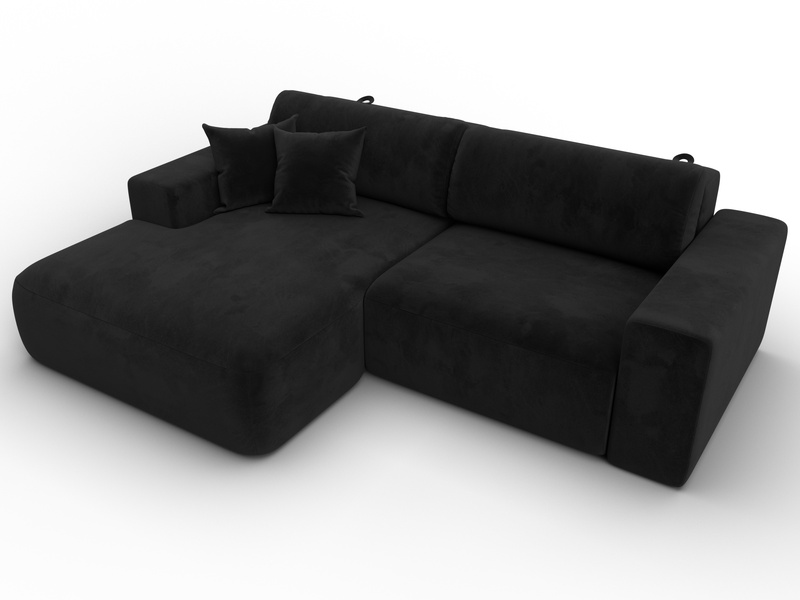 Диван угловой Лига-036 НПБ Классик левый угол, Велюр, SEVEN 35 черный