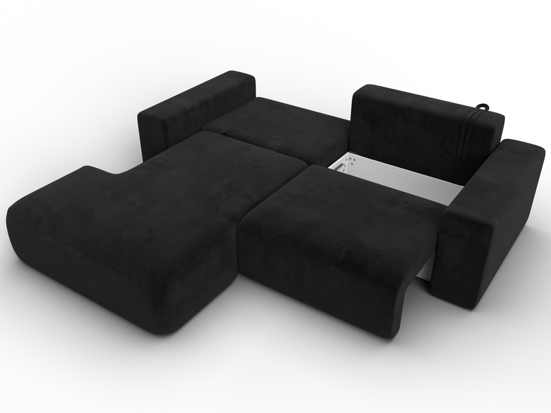 Диван угловой Лига-036 НПБ Классик левый угол, Велюр, SEVEN 35 черный