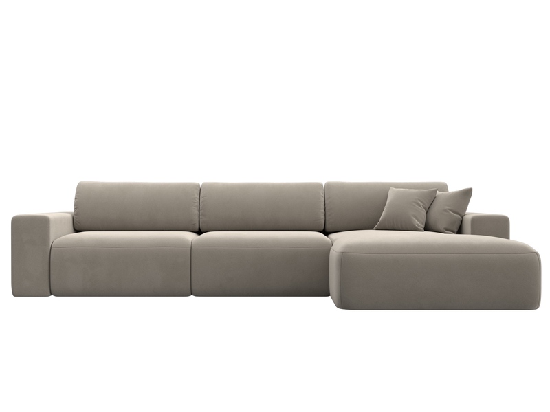 Диван угловой Лига-036 НПБ Классик Лонг правый угол, Микровельвет, Бежевый