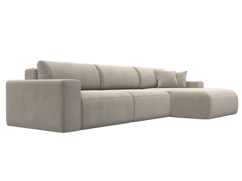 Диван угловой Лига-036 НПБ Классик Лонг правый угол, Микровельвет, Бежевый