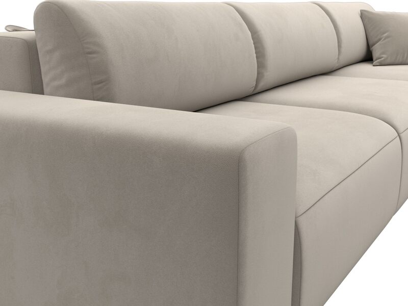 Диван угловой Лига-036 НПБ Классик Лонг правый угол, Микровельвет, Бежевый