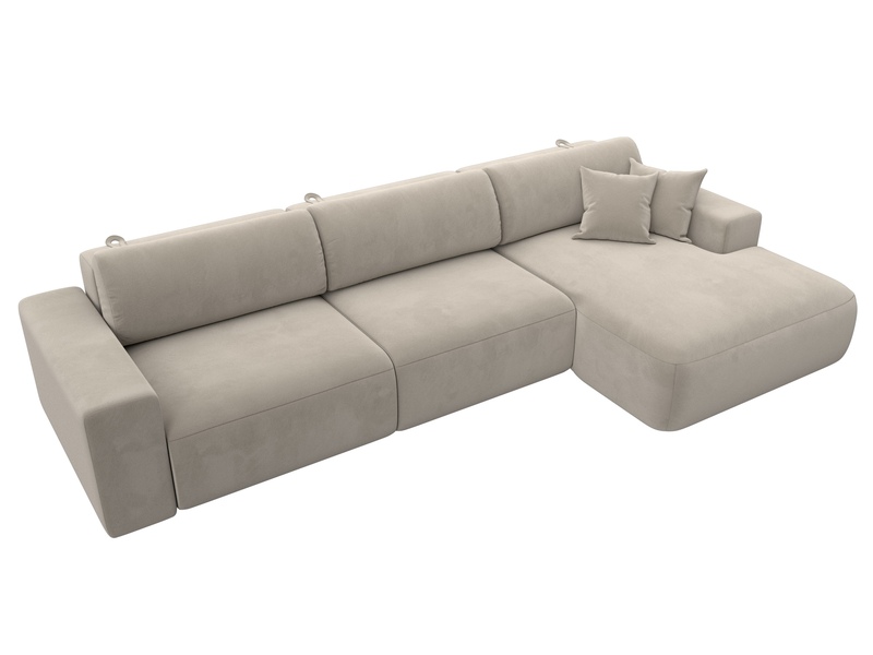 Диван угловой Лига-036 НПБ Классик Лонг правый угол, Микровельвет, Бежевый