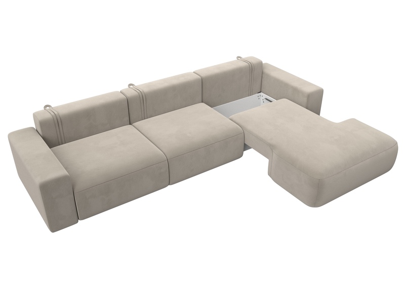 Диван угловой Лига-036 НПБ Классик Лонг правый угол, Микровельвет, Бежевый